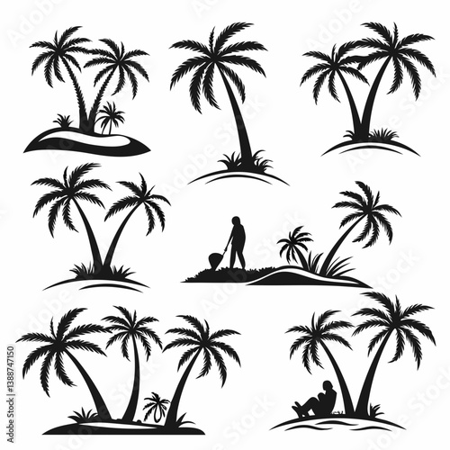 set of palm trees