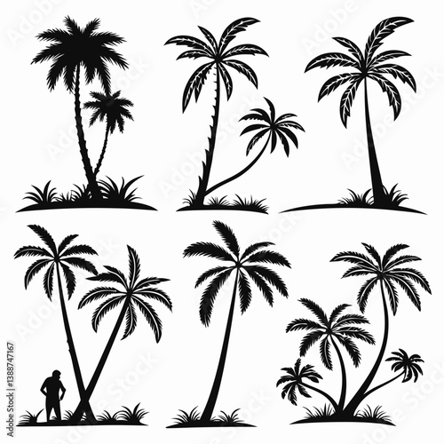 set of palm trees