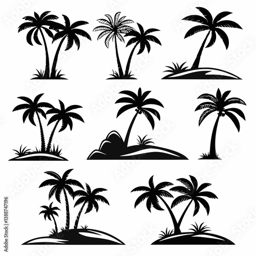 set of palm trees