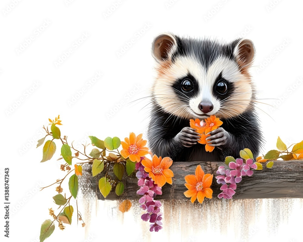 Mischievous Opossum with Tet Decoration Mischievous Opossum with Tet Decoration