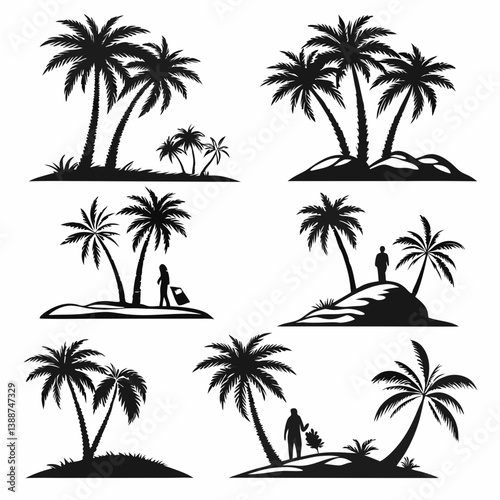 set of palm trees