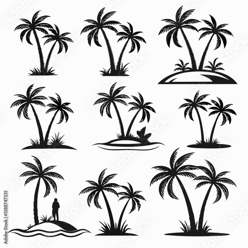 set of palm trees