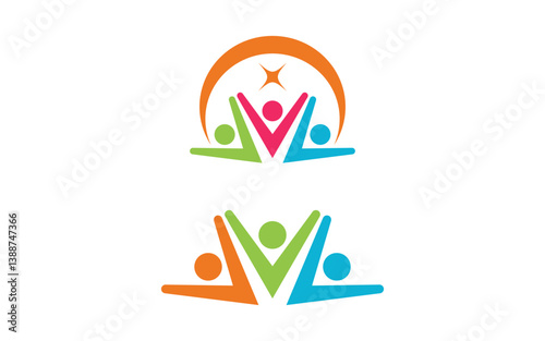 Community and adoption care network and social icon illustration v.99
