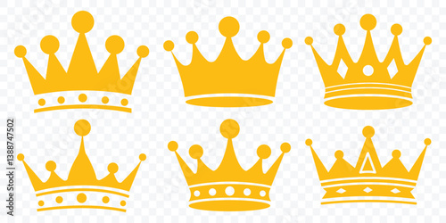 Golden crown icons set isolated. Crown icon vector. Vector illustration