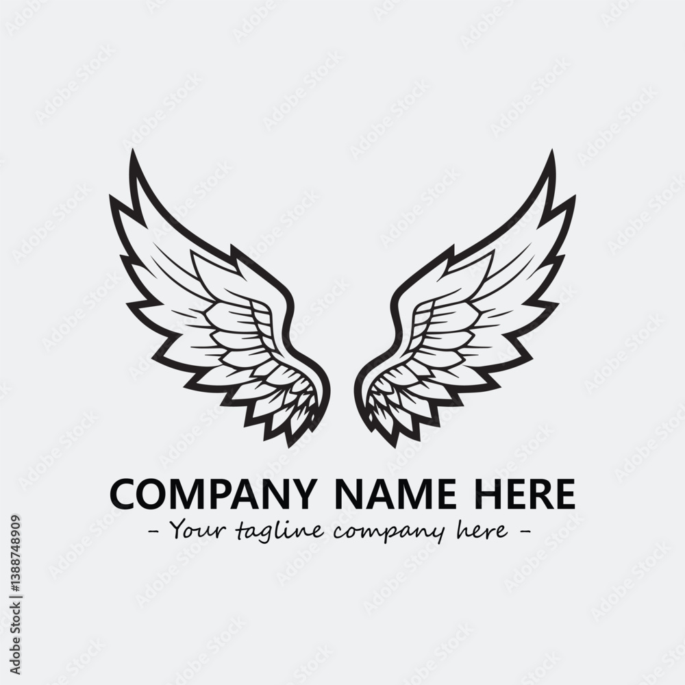 Obraz premium Wing illustration black and white for logo company vector image 