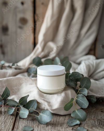 Eco-Friendly Cream Jar on Wooden Surface