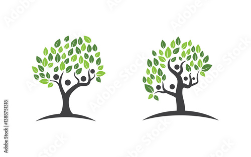 Family tree vector icon logo illustration design v.9