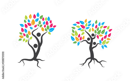 Family tree vector icon logo illustration design v.16