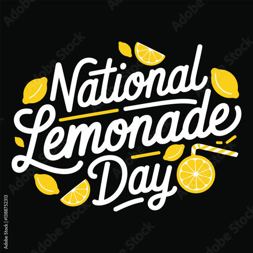 National lemonade day, typography vector art, with black background.