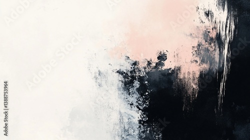 Elegant blend of blush and charcoal hues in a textured abstract painting