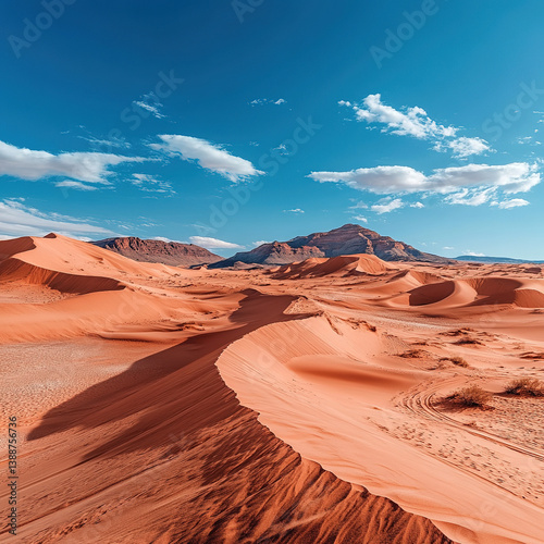 Desert with red sand dunes