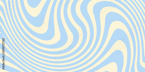 Abstract horizontal background with colorful waves. Trendy vector illustration in style retro 60s, 70s. Pastel colors.eps10
