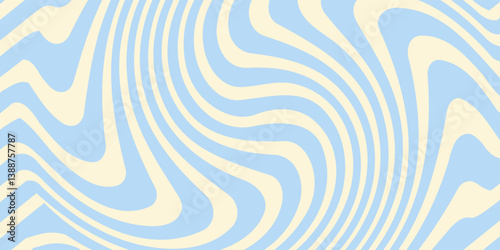 Abstract horizontal background with colorful waves. Trendy vector illustration in style retro 60s, 70s. Pastel colors.eps10