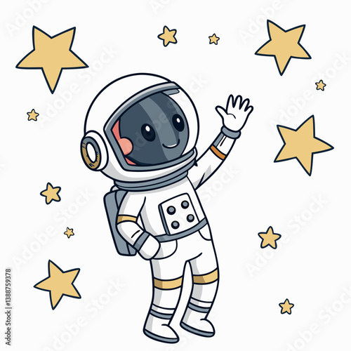Create a vector illustration of a cute, cartoon astronaut with bold, wavy lines for the outline.  Focus on a friendly, approachable design.