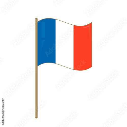 The flag of France. Vector illustration, isolated on white. Symbol, sign, clip art, decorative element.