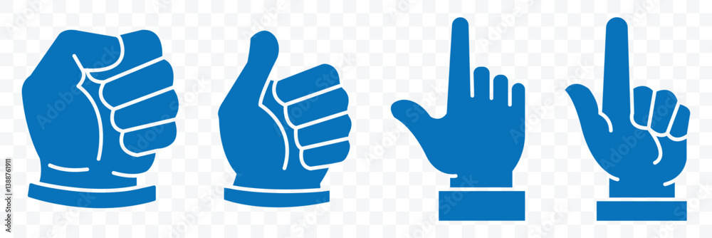 Fototapeta premium Human hand icon. Cartoon hand palms gestures flat vector illustration set. 