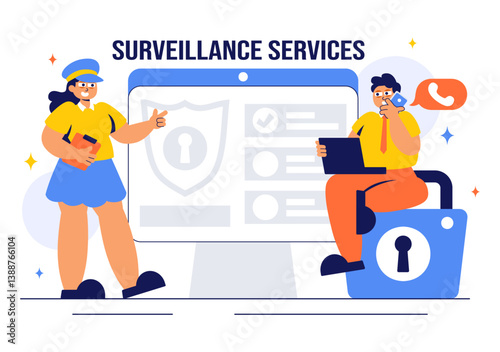 Wallpaper Mural Surveillance Services Vector Illustration Featuring Various Technologies Used to Monitor and Supervise Activities in a Specific Area in a Background Torontodigital.ca