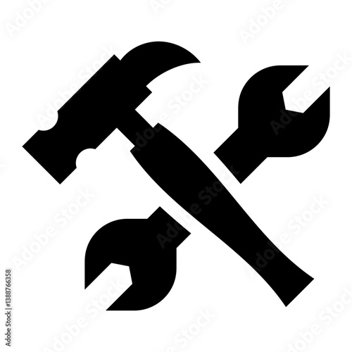 House repair tools icon, representing maintenance and home improvement. Symbolizes construction, DIY, and repairs