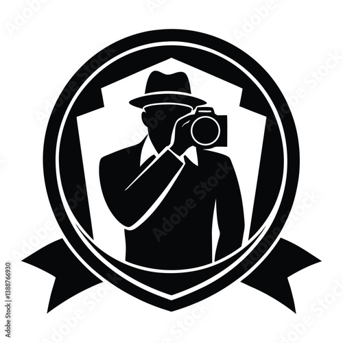 Photographer Emblem Classic Black and White Camera Icon Design