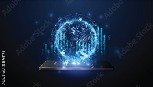 Global Digital Finance and Cryptocurrency Market Concept. vector illustration