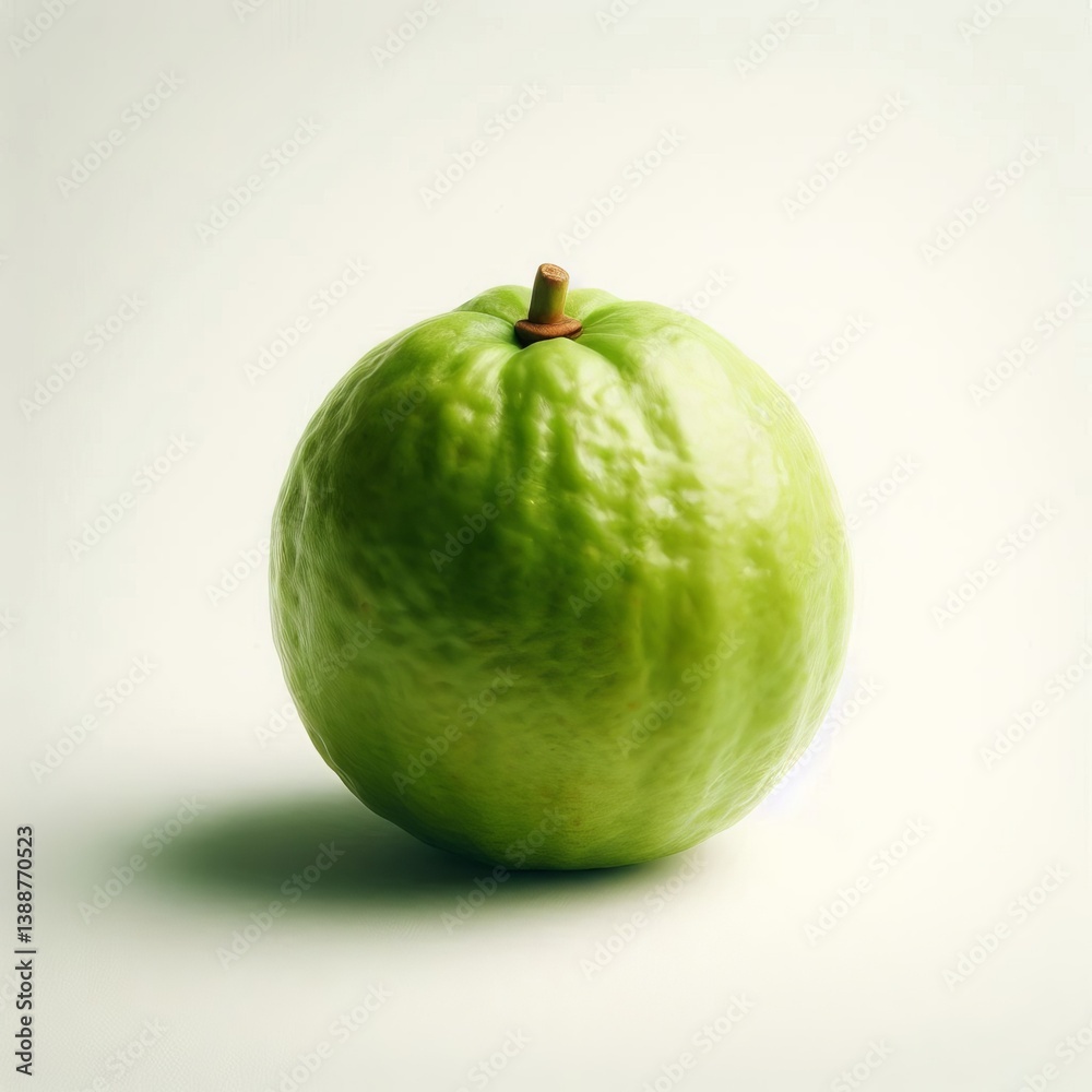 Green guava on white background showing freshness and health Green guava on white background showing freshness and health
