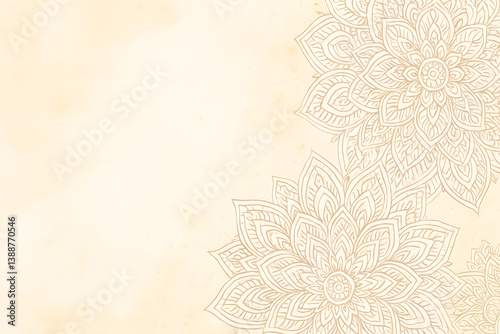 Elegant Beige Background with Ornamental Floral Mandala Design Pattern