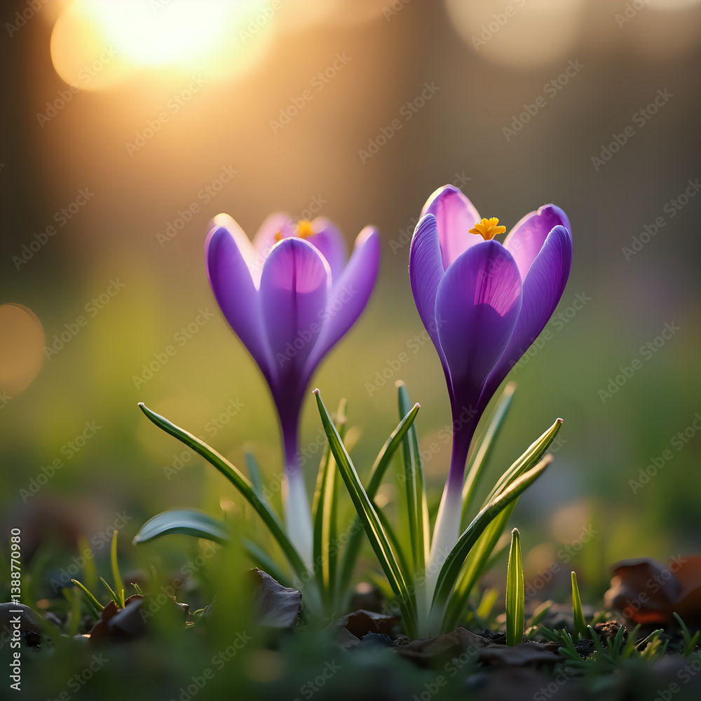 Fototapeta premium two purple crocuses