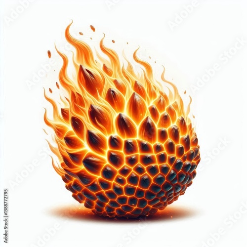 Fiery Jackfruit Artwork: A Blazing Composition of Tropical Fruit Imagery