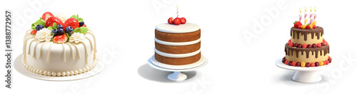 A cake PNG set with transparent background, ideal for design projects, offering easy integration, cut-out precision, and enhancing visual appeal in digital artwork.

