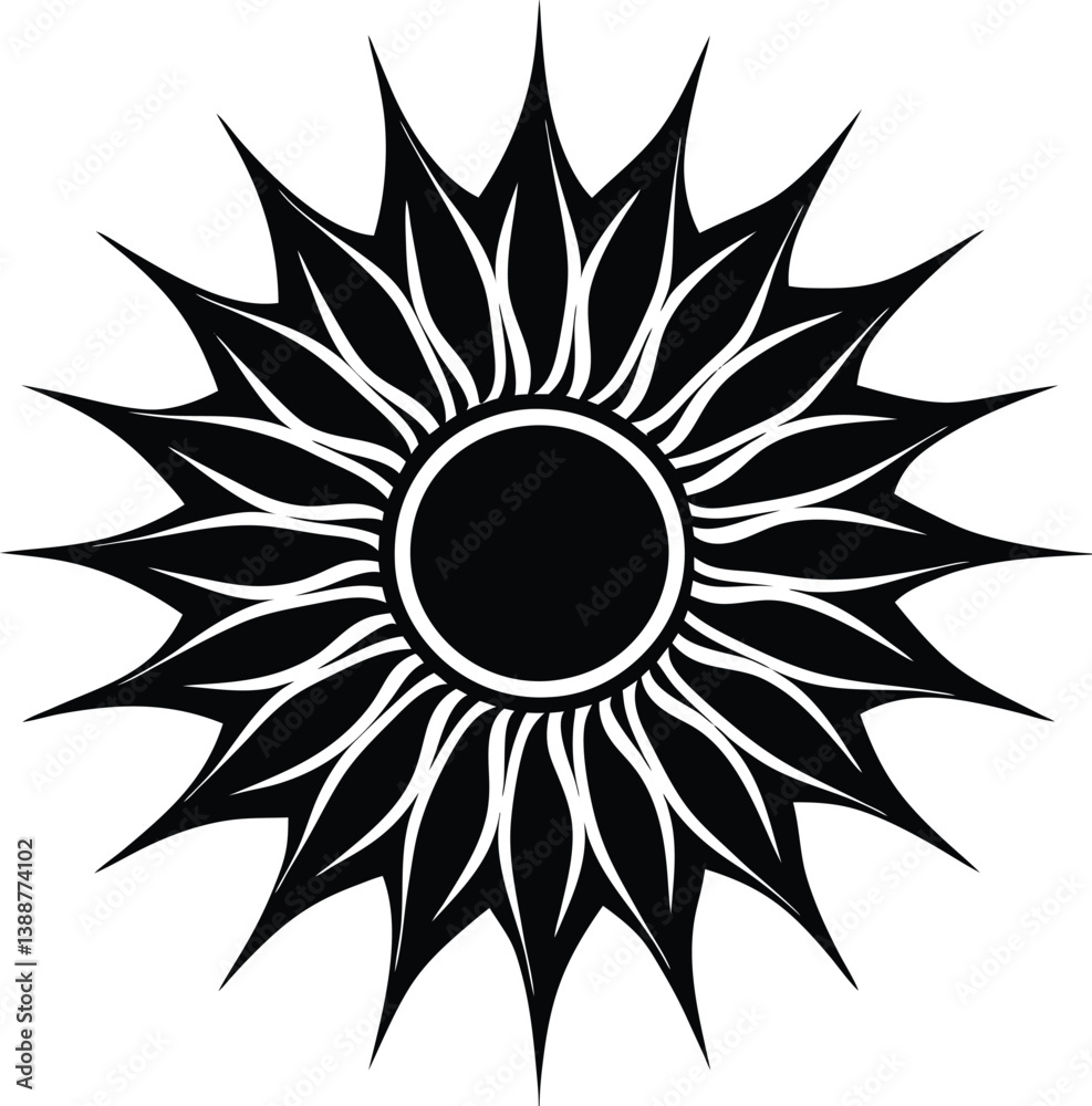 sun black and white silhouette vector design sun black and white silhouette vector design