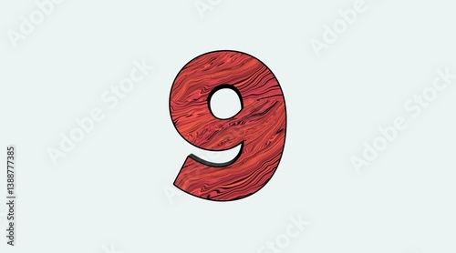 Red Wood Texture Number 9 Graphic Design Illustration