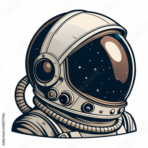 Create a bold, vector illustration of an astronaut helmet with a thick, black stroke.  Focus on clean lines and a minimalist style.