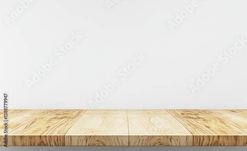 A clean, minimalistic wooden surface with a light-colored background, ideal for showcasing products or artwork.