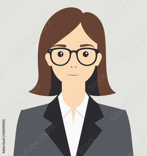 Businesswoman with glasses, professional attire, neutral background