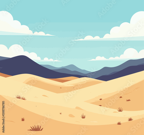 Desert landscape with mountains and cloudy sky