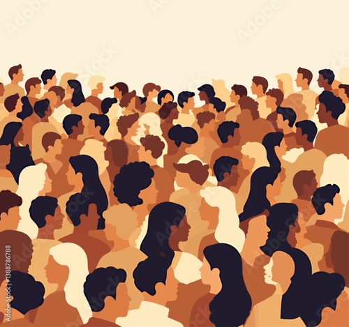 Diverse Crowd of People in Brown Tones Illustration