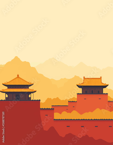 Forbidden City, Beijing, China, Vector Art
