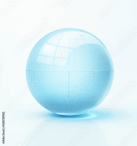 Light Blue Glass Globe with Grid Lines