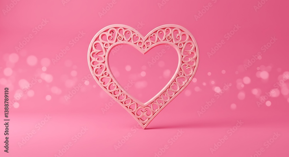 Blush Pink Filigree Heart: 3D Rendered Love AI Generated Blush Pink Filigree Heart: 3D Rendered Love AI Generated