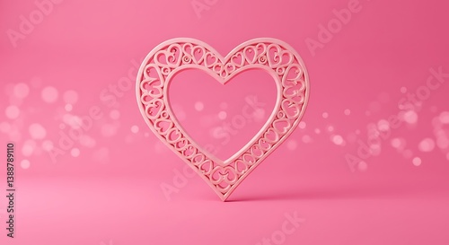 Blush Pink Filigree Heart: 3D Rendered Love AI Generated