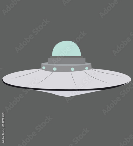 Vector illustration of silver color flying saucer 