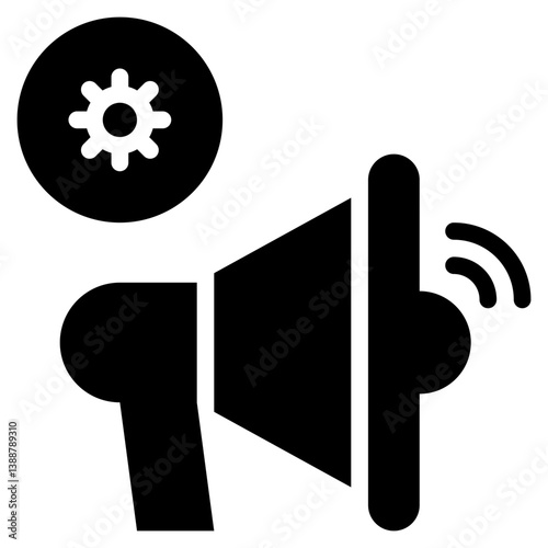 advertisement horn loud speaker system remote control solid glyph icon