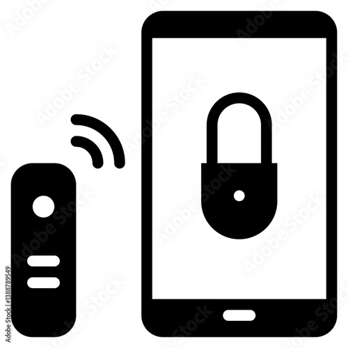 mobile lock protection key security remote control solid glyph icon