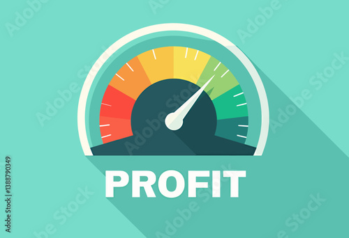 Profit Meter on Aqua Background Flat Design