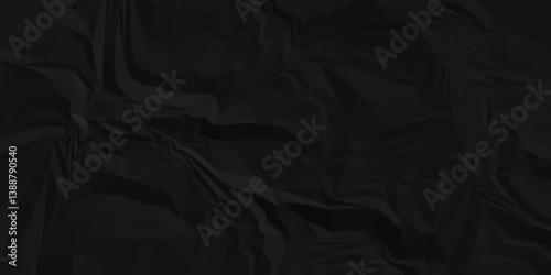 Abstract black crumple obsolete billboard rumple. wrinkle ripped creased black crumple aged closeup craft document grunge recycling paper background.	
