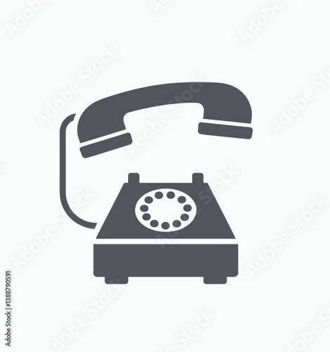 Retro rotary phone icon in gray scale