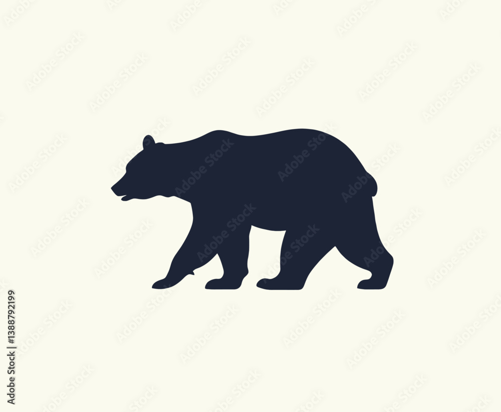 Fototapeta premium Walking bear silhouette on white background