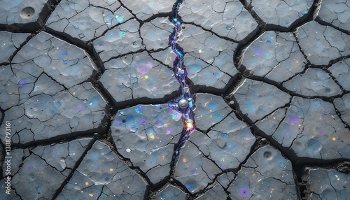 Iridescent Alien Stone Texture Paint with Abstract Engraved Patterns. fantastic frontiers