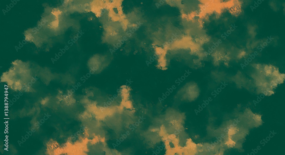 Obraz premium Emerald and Amber: Abstract Ink Wash Painting AI Generated