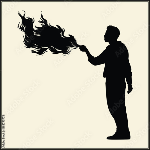 Fire Breather Silhouette, Circus Performer